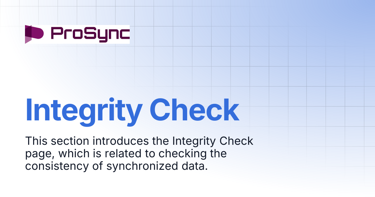 Integrity Check | En_ProSync Manager Manual
