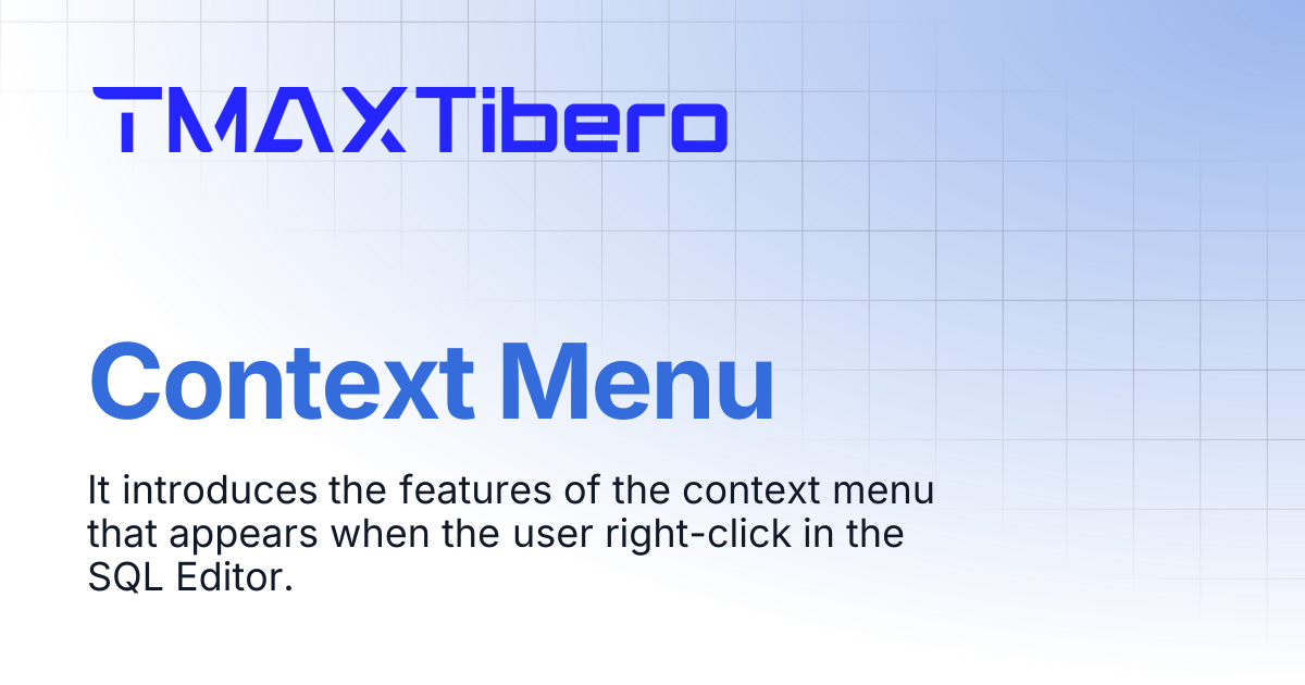 Context Menu | En_Tiberostudio Manual