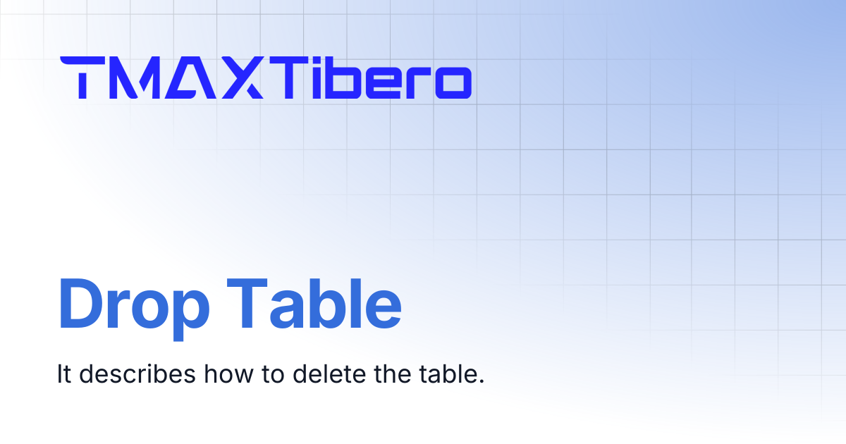 Drop Table | En_Tiberostudio Manual