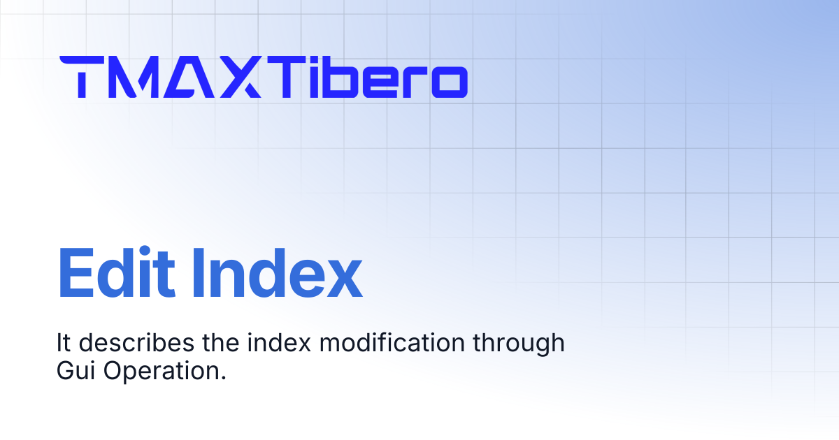 Edit Index | En_Tiberostudio Manual