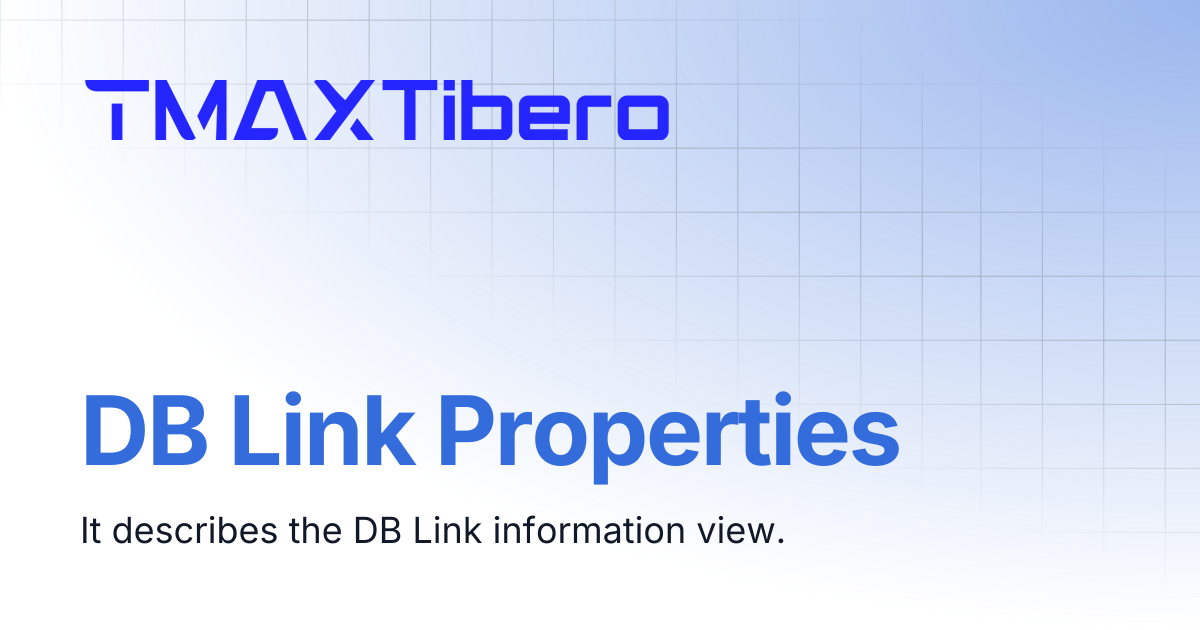 DB Link Properties | En_Tiberostudio Manual