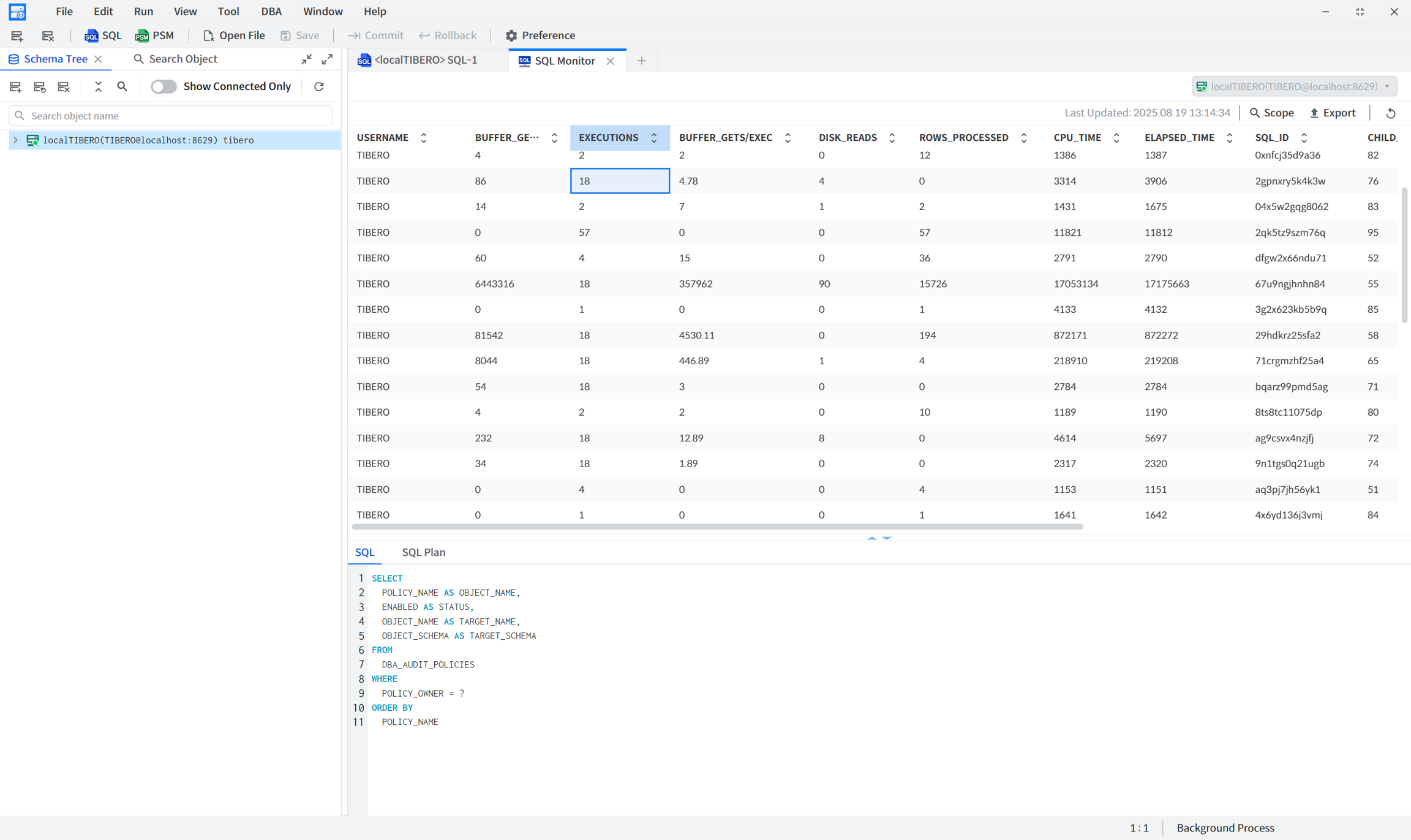 SQL Monitor | TiberoStudio 3.3.0 Manual | TiberoStudio Manual