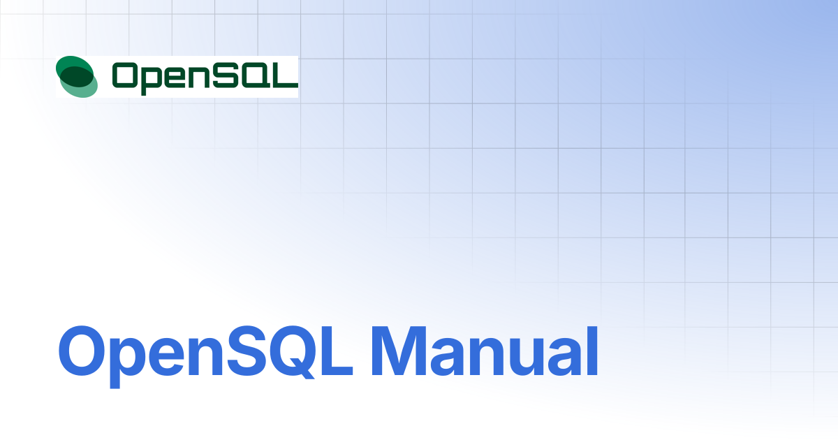 OpenSQL Manual | Tmax OpenSQL Manual