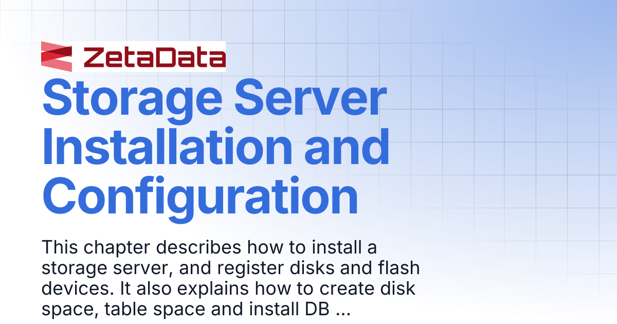 Storage Server Installation and Configuration | En_Zetadata Manual